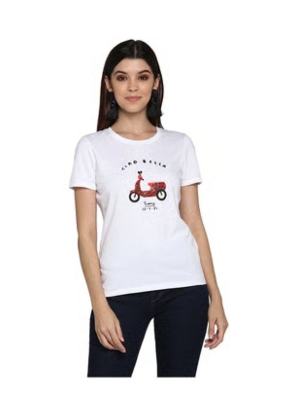 Like New! Mode By Red Tape Cotton T-Shirt White Tee with Red Scooter Graphic  M